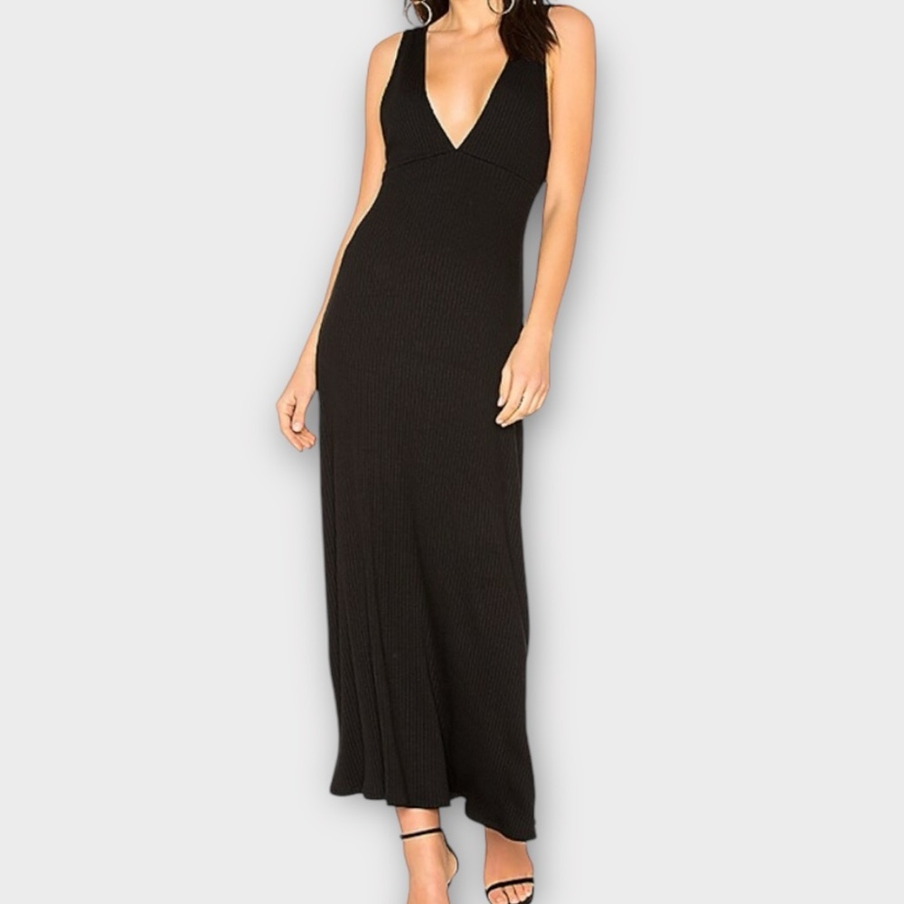 Rachel Pally Women’s Rib Luc Dress Medium Plunge Midi Maxi Sexy Feminine NWT